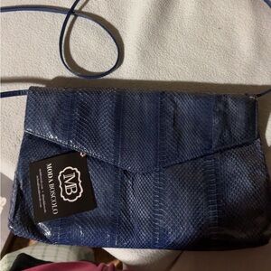 Blue snakeskin crossbody bag